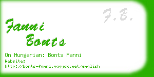 fanni bonts business card